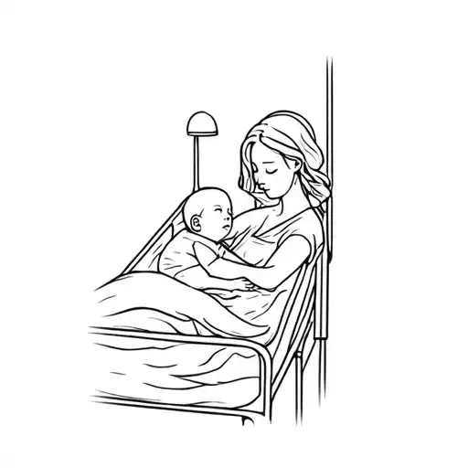 A Woman Holding A Baby In A Hospital Bed