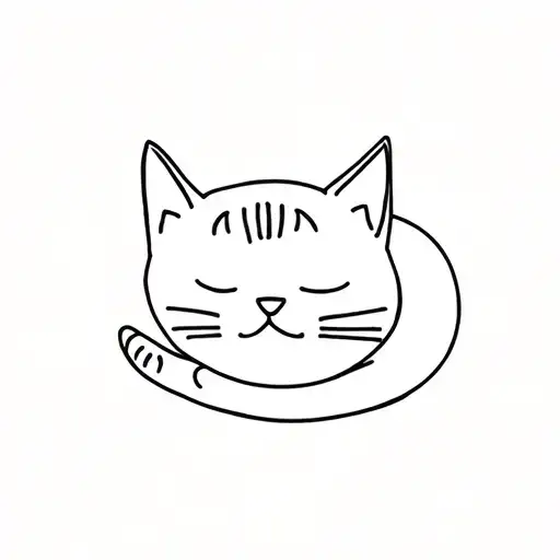 Sleeping Tabby Cat With White Belly