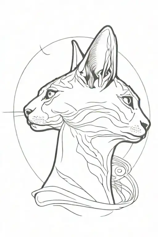 Face Of A Sphinx Cat Against The Background Of The Sun