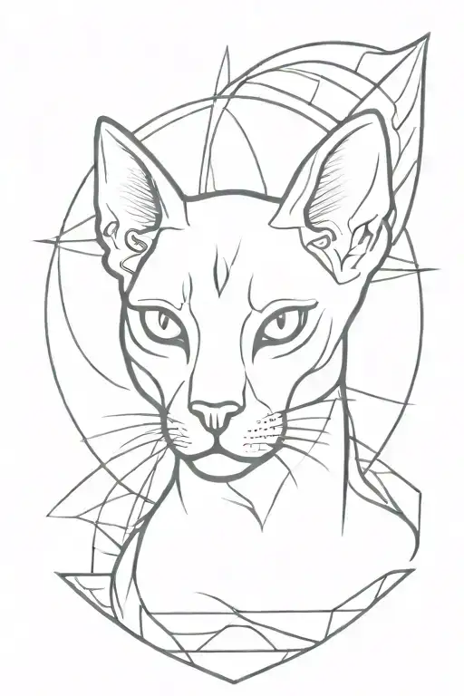 Face Of A Sphinx Cat Against The Background Of The Sun