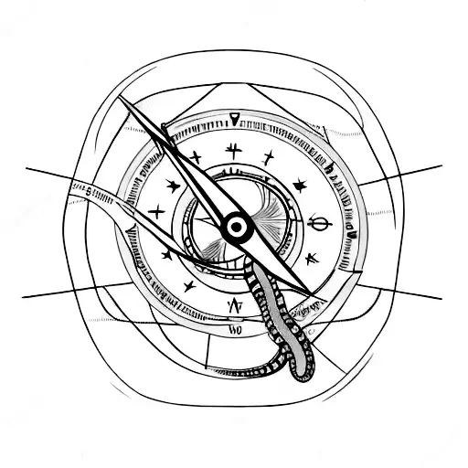 A Snake Coiled Around A Compass Pointing Towards Different Travel Destinations With Constellations