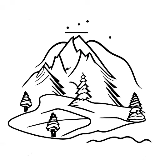 Mountain Scene With Trees And Ski Slope