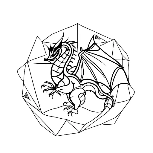 A Small Geometric Dragon In A Minimalist Style