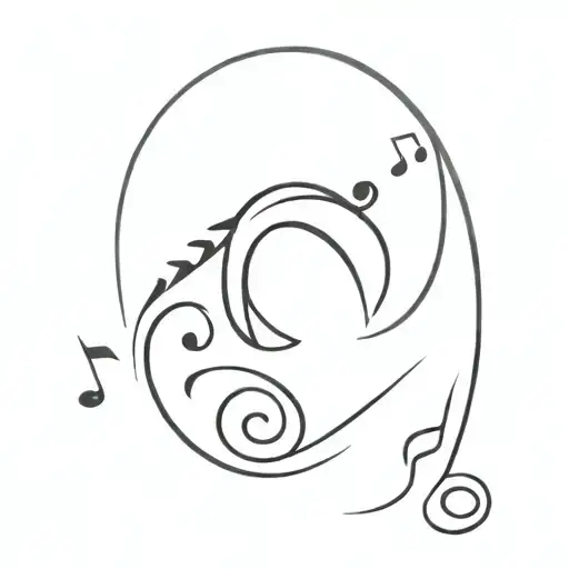 Minimalist Simple Ear Drawing With Music Notes Surrounding It