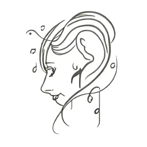 Ear Drawing With Music Notes Surrounding It