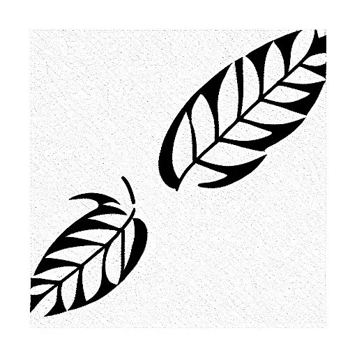 Postage Stamp And Greenery Leaves And Branches In Black And White