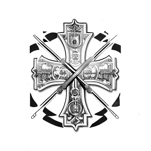 Catholic Cross With Barbell As The Center