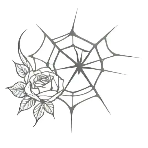 A Minimalistic Spider Symbol Tattoo With Roses Added