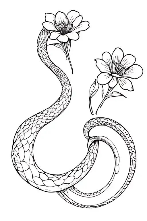 Flowers In A Silhoutte Of A Snake