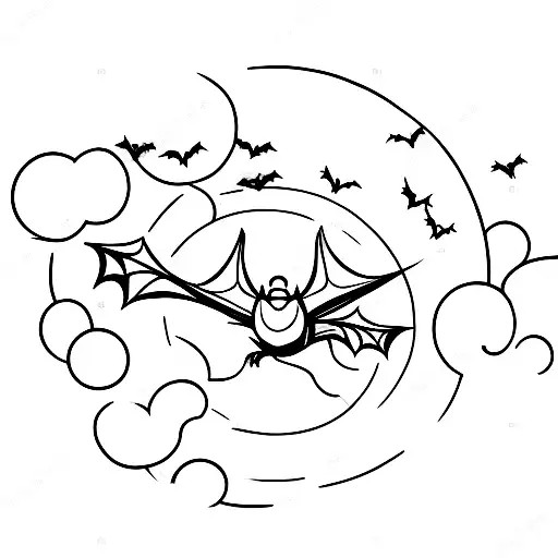 Bats Flying Across A Moon