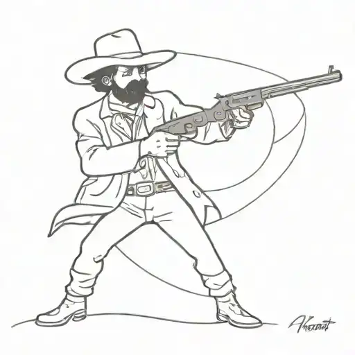 Spaghetti Western Space Cowboy Shooting Meatball Out Of Pistol Tattoo