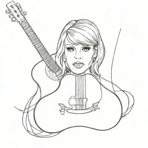 Create A Minimalist Tattoo Of Taylor Swift's Guitar With A Hidden Message In The Strings