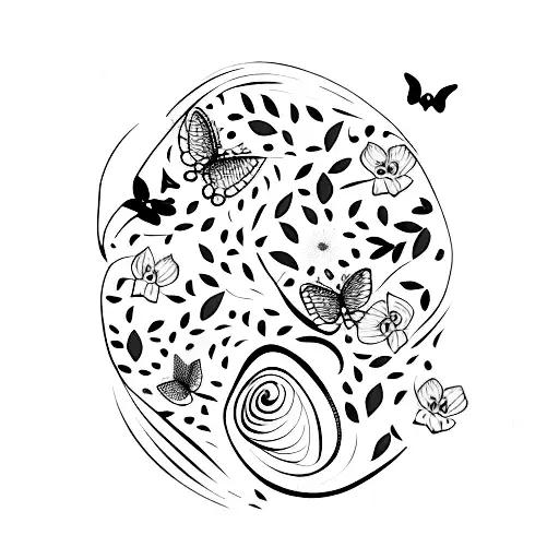 Floral Arm Wrap With Butterflies And Dove Tattoo