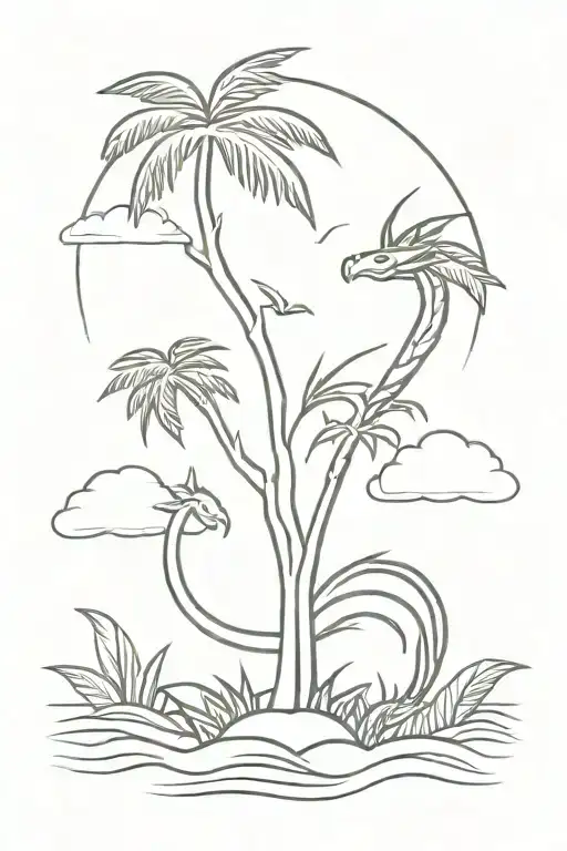 Dragon And Palm Tree