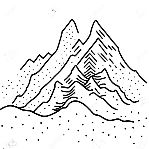 A Minimalist Tattoo Of A Group Of Six Hikers Traversing A Snowy Mountain Peak