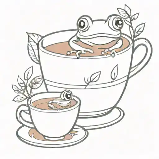 Frog Drinking Cup Of Tea Cup