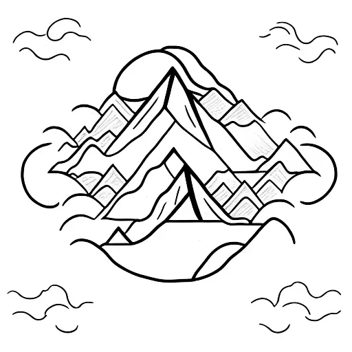 A Minimalist Single Line Tattoo Of A Mountain Range With 6 Peaks