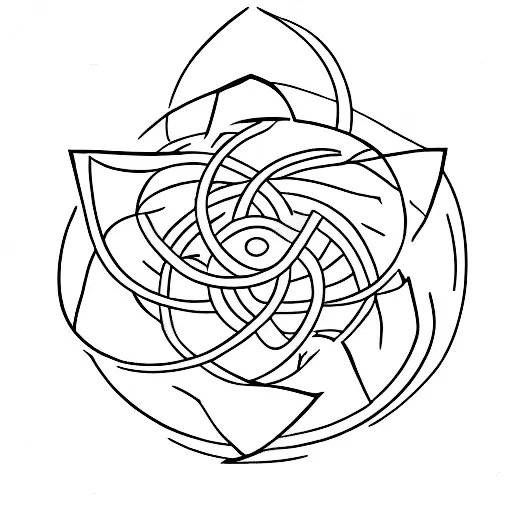 A Minimalist Tattoo Of A Stargate With The Silhouette Of A Mountain In The Background