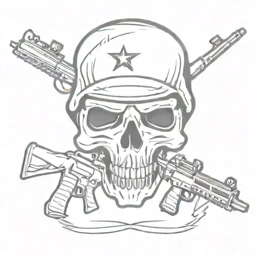 Army Skull With Crossed Rifles