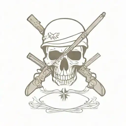 Army Skull With Crossed Rifles