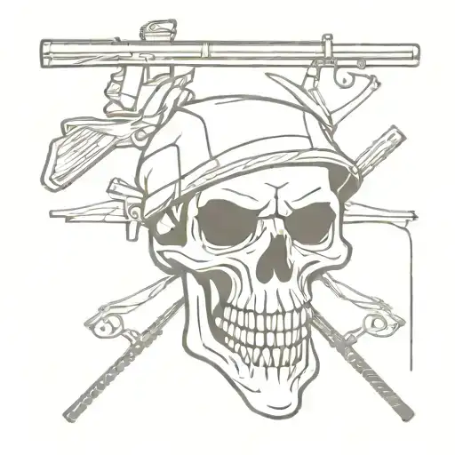 Army Skull With Crossed Rifles