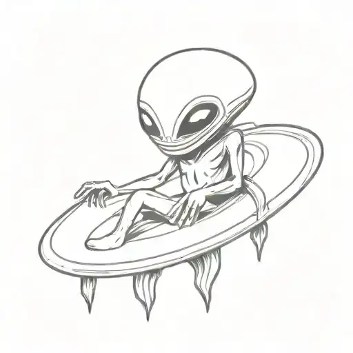 Alien Sitting On A Ufo