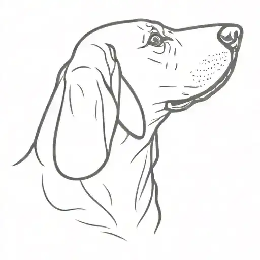 Line Drawing Of Coonhound Head In Mini List Style