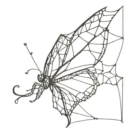 A Butterfly Caught In A Broken Spider Web