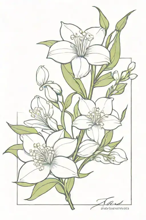 Jasmine Flowers Intertwined With Lily Of The Valley Flower