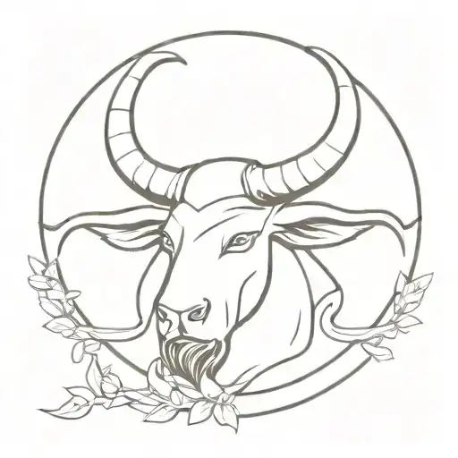 Taurus Zodiac Combined With Ares Greek God Symbol Incorporated