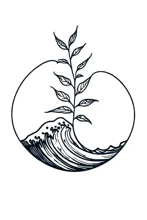Wave With A Plant In It
