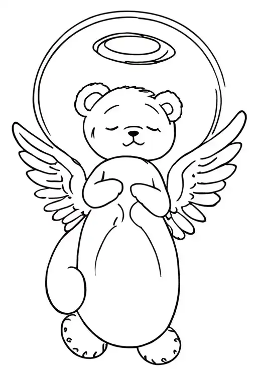 Sleeping Teddy Bear With Halo And Angel Wings