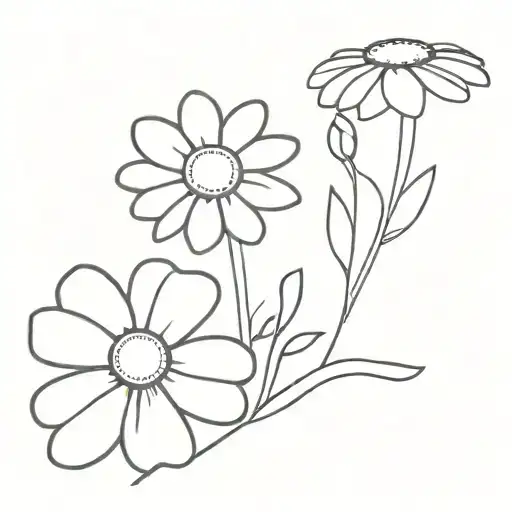 Simple Daisy And Violet Flowers