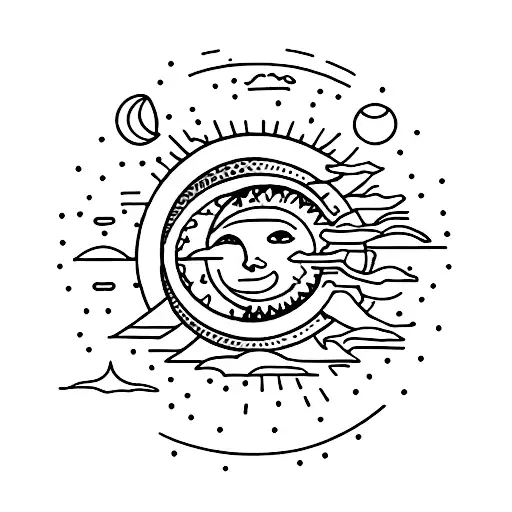 Sun And Cresent Moon