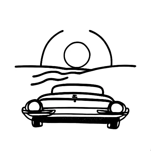 Driving In A Convertible At Sunset