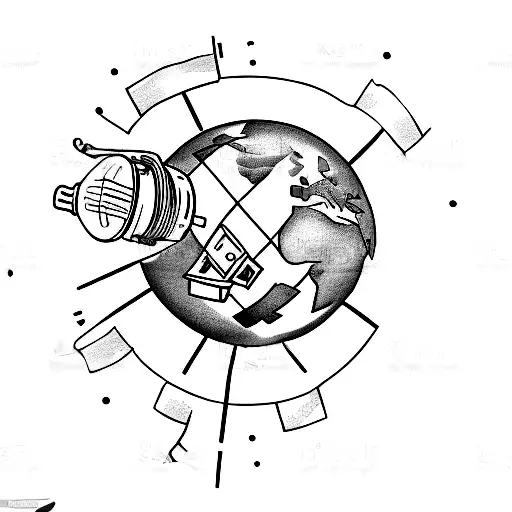 A Minimalist Tattoo Of A Camera Lens Pouring Coffee Into A Globe