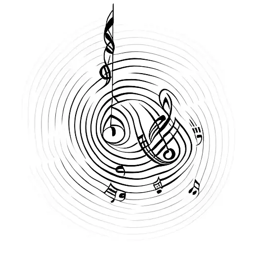 A Minimalist Tattoo Of A Coffee Bean Morphing Into A Music Note