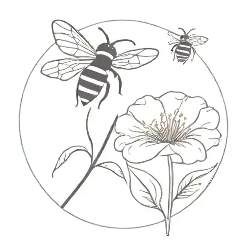 Delicate Small Flower With Bee Nearby