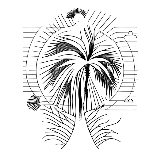 A Minimalist Palm Tree With Delicate Lines