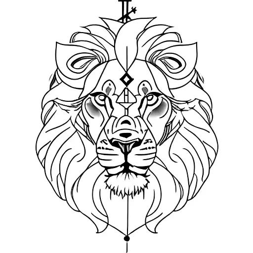 Colorful Lion With A Cross