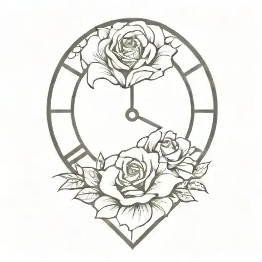 Rose And Clock Surrounded
