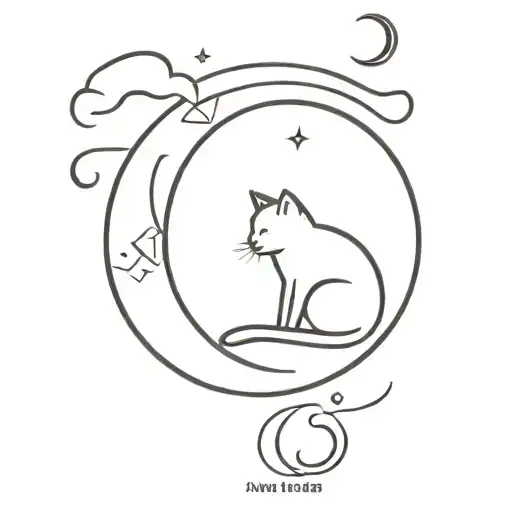 A Cat Sleepying In Moon