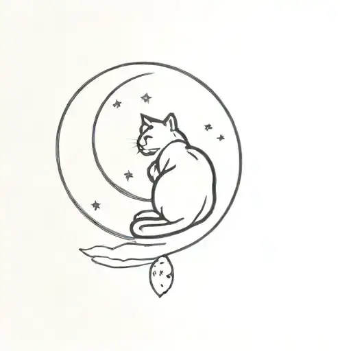 Cat Sleeping On The Moon