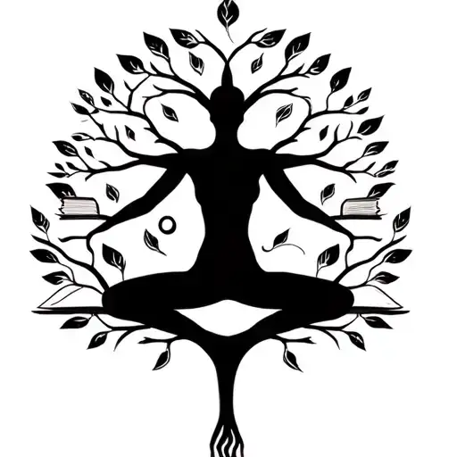 A Tree Of Knowledge With Yoga Poses As The Branches And Books As The Leaves