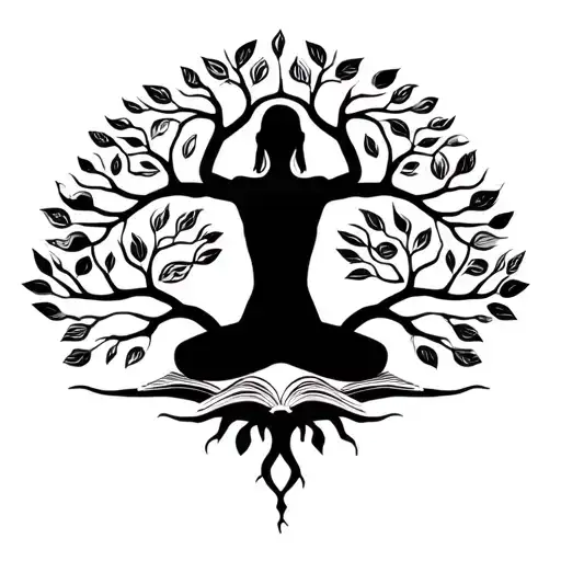 A Tree Of Knowledge With Yoga Poses As The Branches And Books As The Leaves