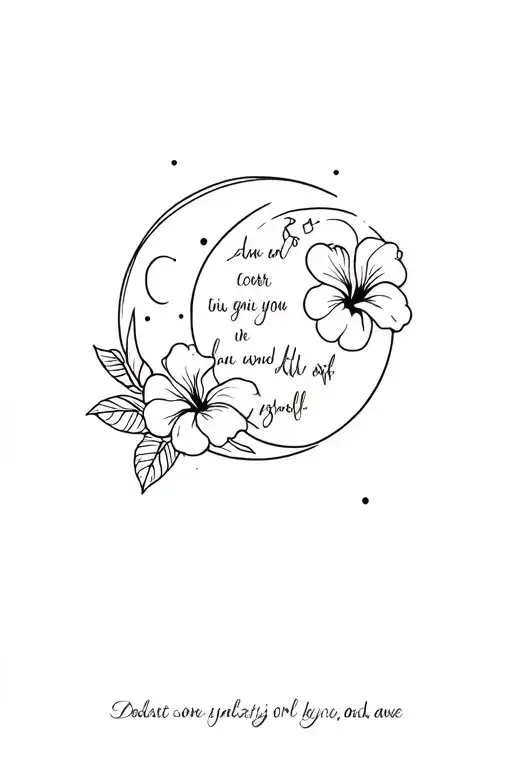 Moon With Hibiscus Flower Blooming And Scripture