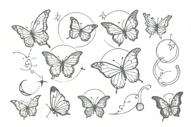 Butterfly And Moon Phases Intertwined
