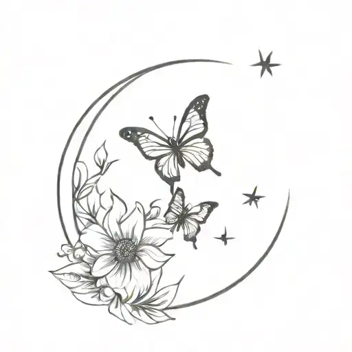Flowes Butterfly Moon
