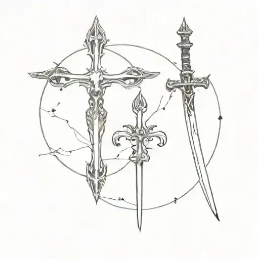 Side Neck Tattoo Sword Cross