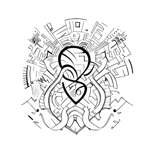 A Minimalist Design Of A Broken Heart With The Words 'Ideologia' Written In Elegant Script